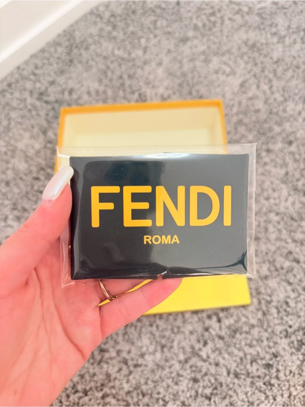 Fendi Yellow and Black Branded Gift Box and Glasses Cloth
